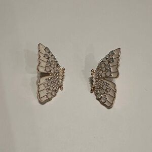 Chic Butterfly Earrings with Silver and Gold Accents EUC